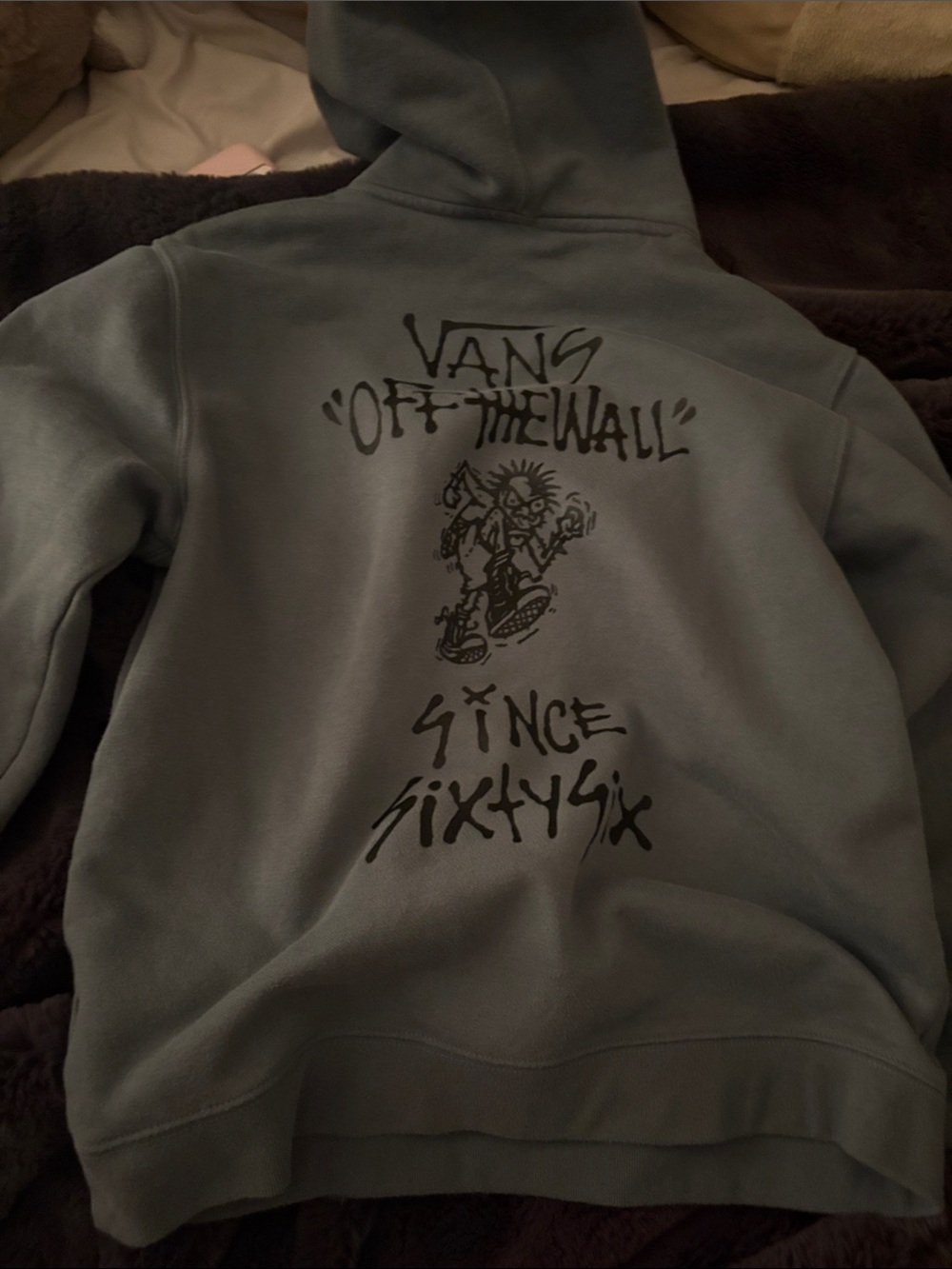Vans Men's Slate Green Crewneck Hoodie with Black Graphic
